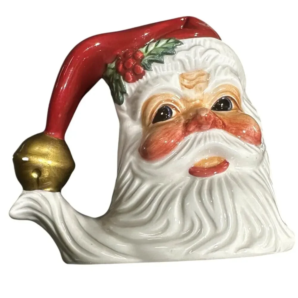 Fitz and Floyd Vintage Holiday Santa Claus Face Salt and Pepper Shaker Set